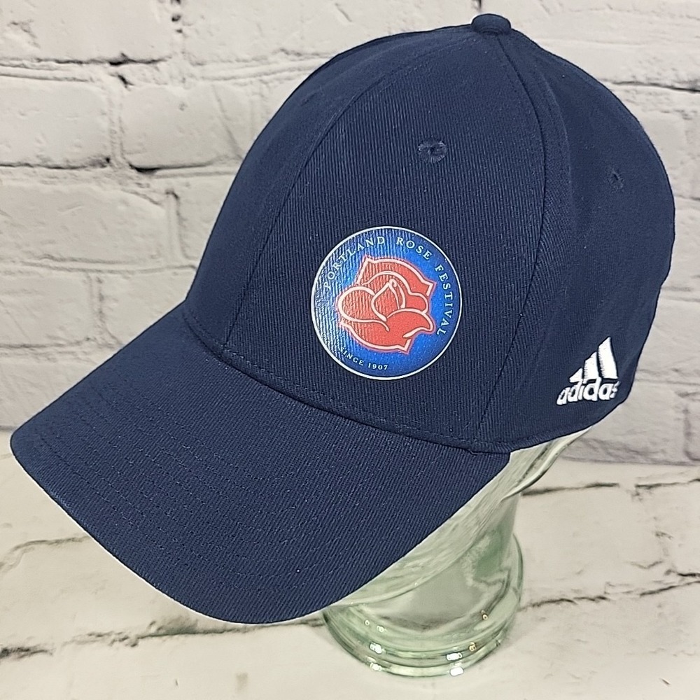 Adidas Portland Rose Festival Hat Mens Size M/L Fitted Navy Blue Ball Cap